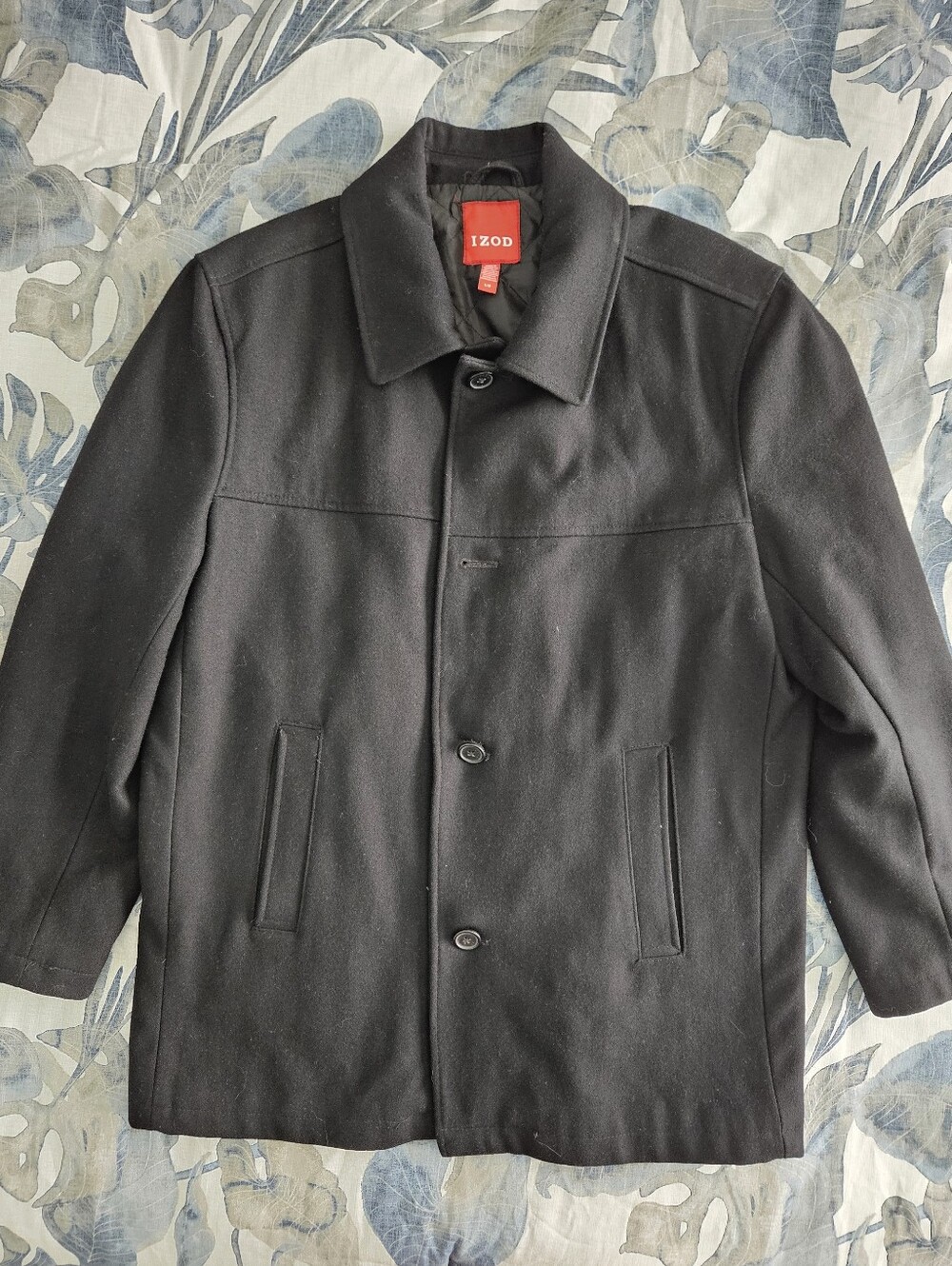 IZOD Men's Wool Blend Coat Black Size L